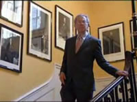 Simon Schama walks down the staircase at 10 Downing Street during the fourth episode of his series of history films